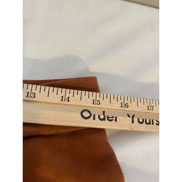 Shinestar Womens L Brown Faux Suede A-Line Skirt With Tie Waist Button Detail - Picture 7 of 12